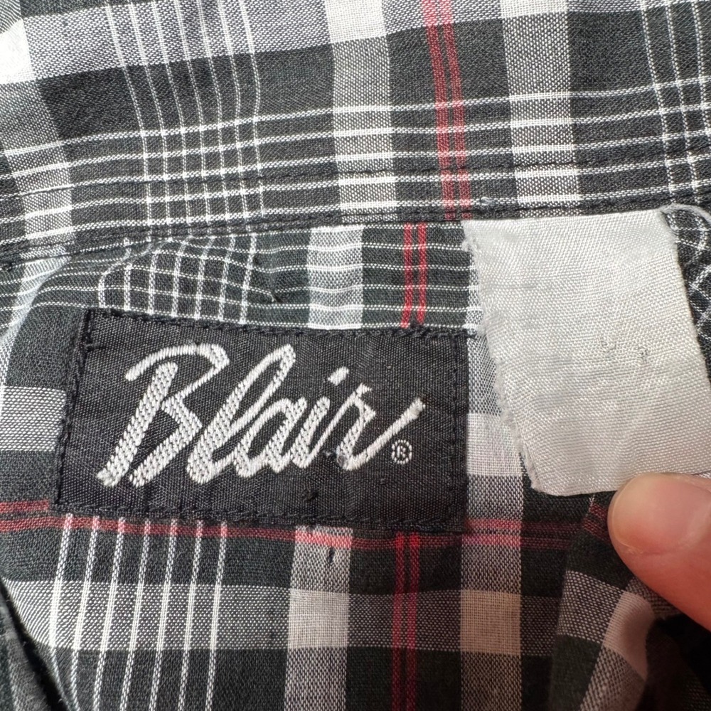 Blair Shirt Western Pearl Snap Plaid Large Paperthin Long Sleeve Flap Pockets - Picture 2 of 7
